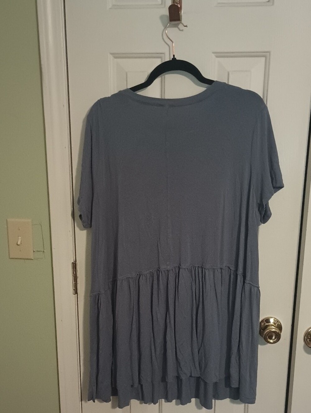 Zenana Outfitters Dusty Blue Short Sleeve Peplum Tunic - Picture 6 of 6